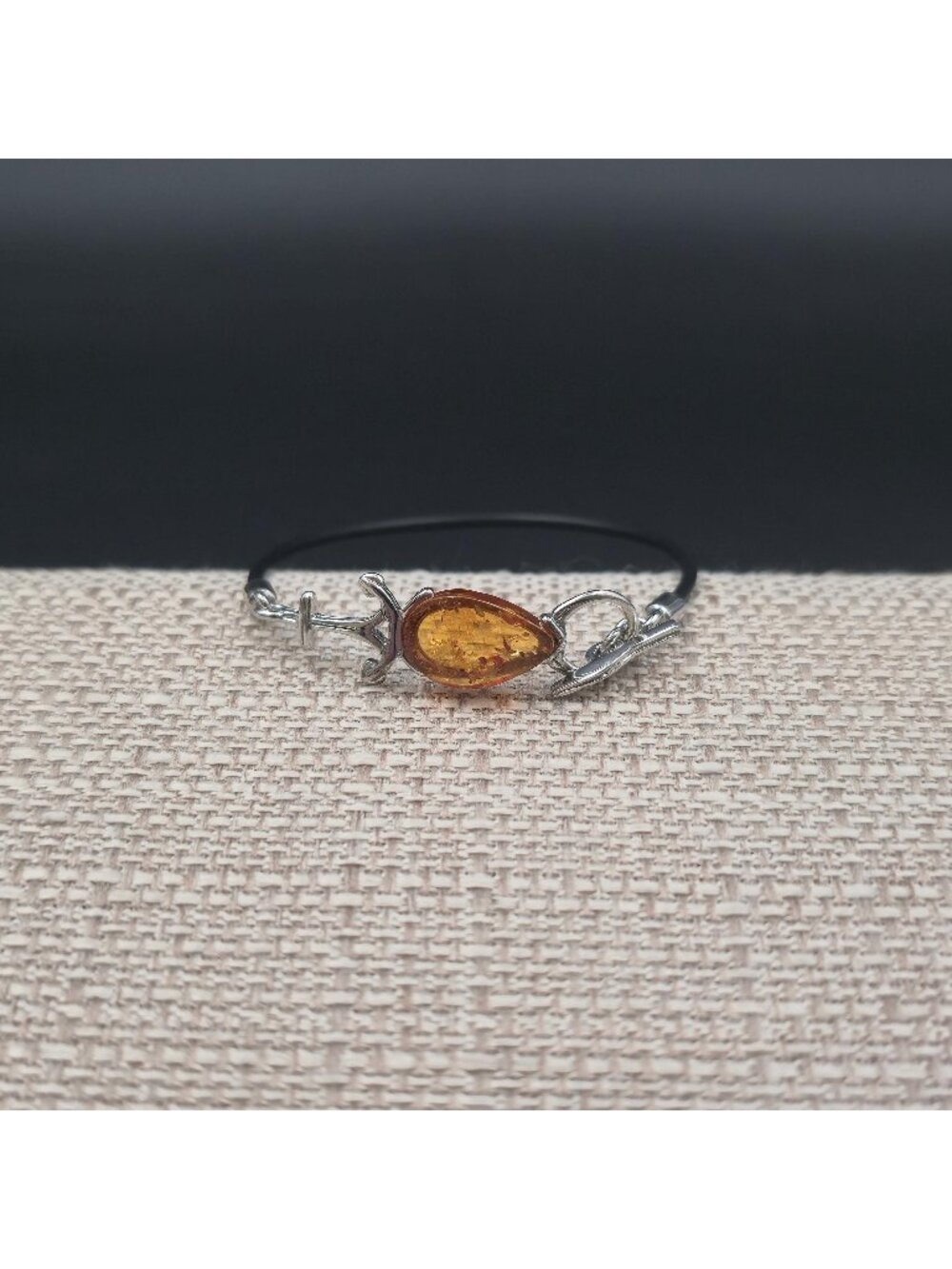 7 Inch Sterling Silver Genuine Baltic Amber Ichthys Bracelet A7476